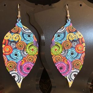 Colorful Fun Earrings Leaf Shaped New